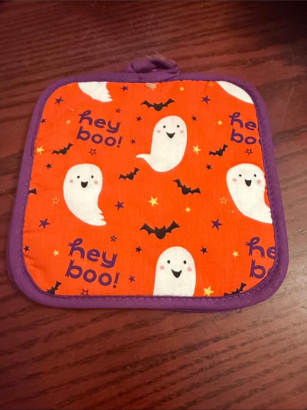 👻New👻Halloween Ghost Pot Holder Set - Purple Trim